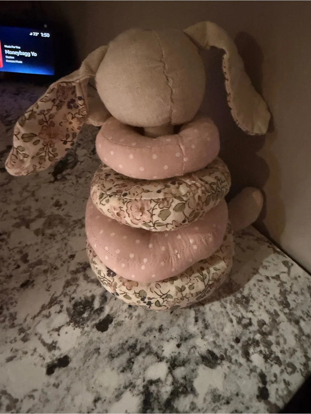 Plush Bunny Stacking Toy - Soft Pink Floral